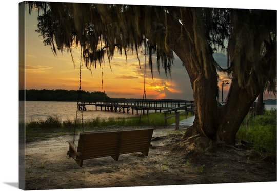 «Savannah Sunset» par Mccaw, reproduction de photo de Natalie Mikaels, H 24 po x l 36 po x P 1,5 po, Toile