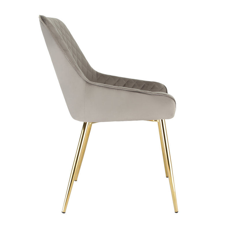 Asfand 49cm H Velvet Upholstered Side Chair, Grey, Gold