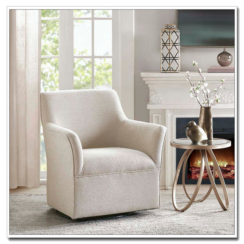 Fauteuil demi-tonneau pivotant et évasé, Crème, crème