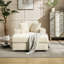 Nouvelle chaise longue rembourrée en velours côtelé pour le bureau du salon - Sac à magazines, coussins amovibles, porte-gobelets doubles, confort pour les jambes longues, assise confortable, matériau, design moderne, couleur beige, facile-118758354