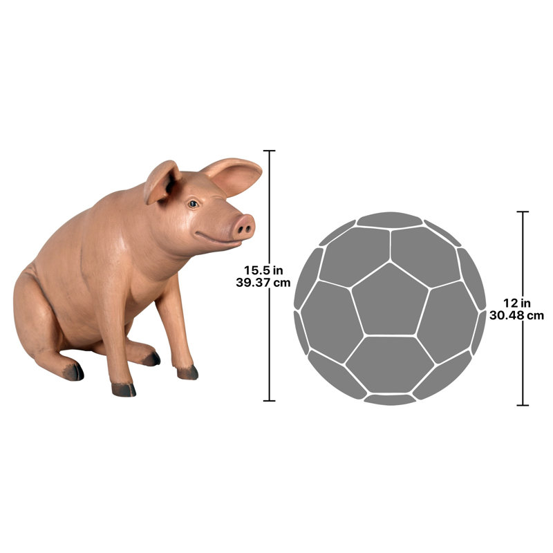 Statue de jardin assis dans un ciel de porc, H 15,5 po x l 22,5 po x P 10 po