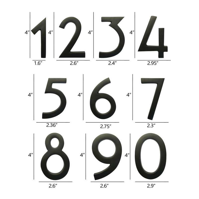 4'' H Weather Resistant Aluminum House Number, 6
