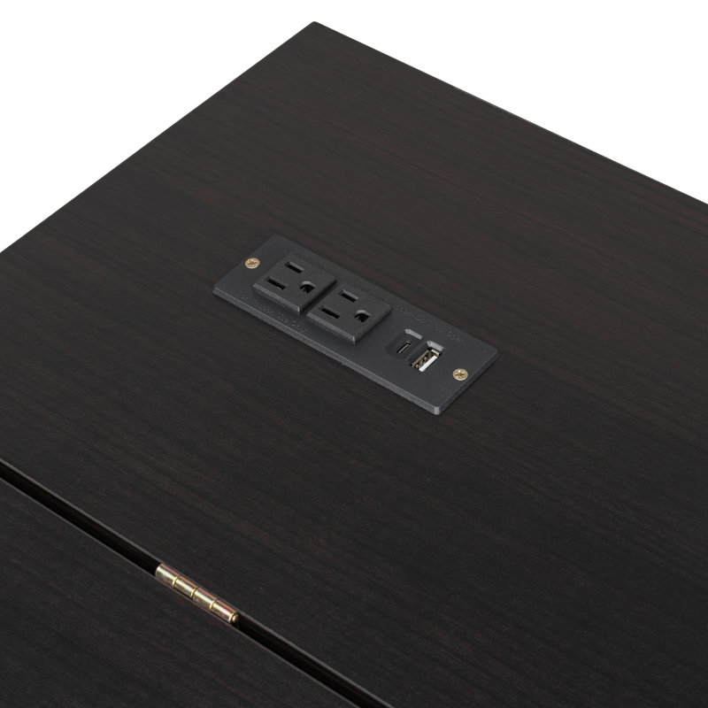 Lit escamotable double avec tiroirs de rangement, ports USB et prises à 3 broches, lit mural peu encombrant, espresso
