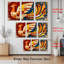 Tableau abstrait géométrique représentant un coq (lot de 3)-1367162177