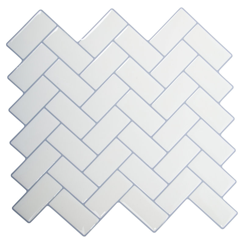 Carreau de mosaïque pelez et collez en PVC 10 po x 10 po, Blanc