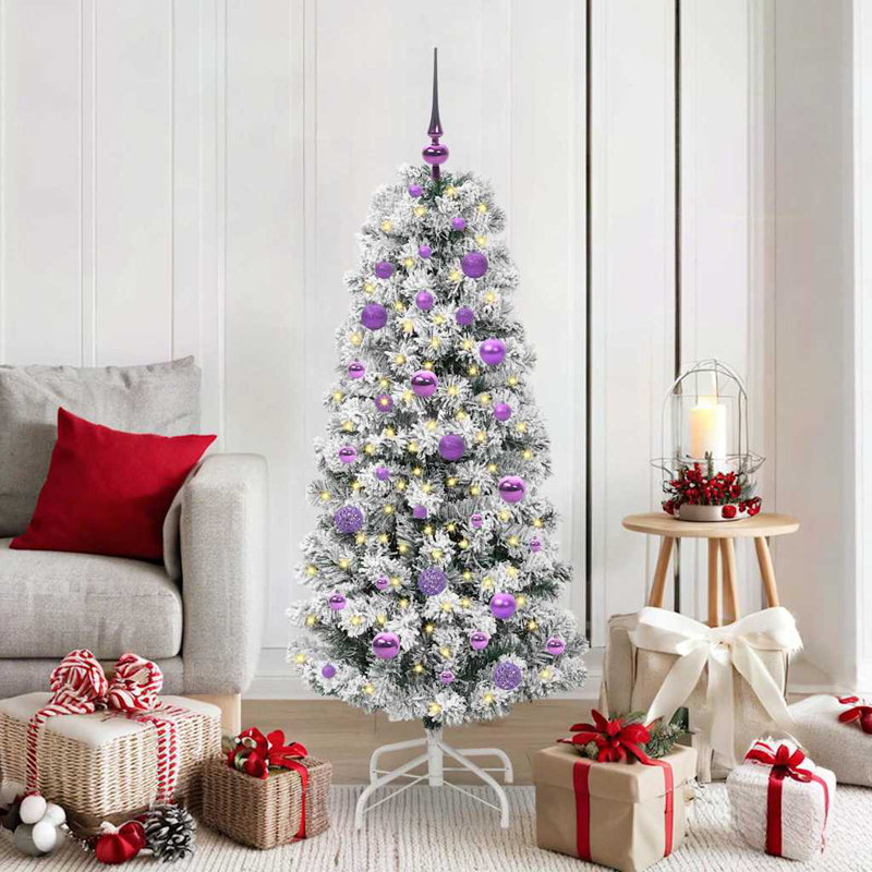 Artificial Hinged Christmas Tree Green and white, 4.92 ft