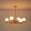 6-Light Glass Globe Wood Accents Modern Tiered Chandelier