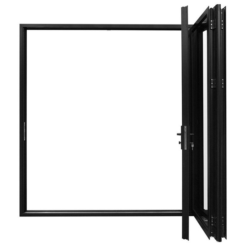 Porte pliante en aluminium à 3 panneaux KaMic EliteFold avec charnières et roulettes cachées, conception pliante vers l'extérieur