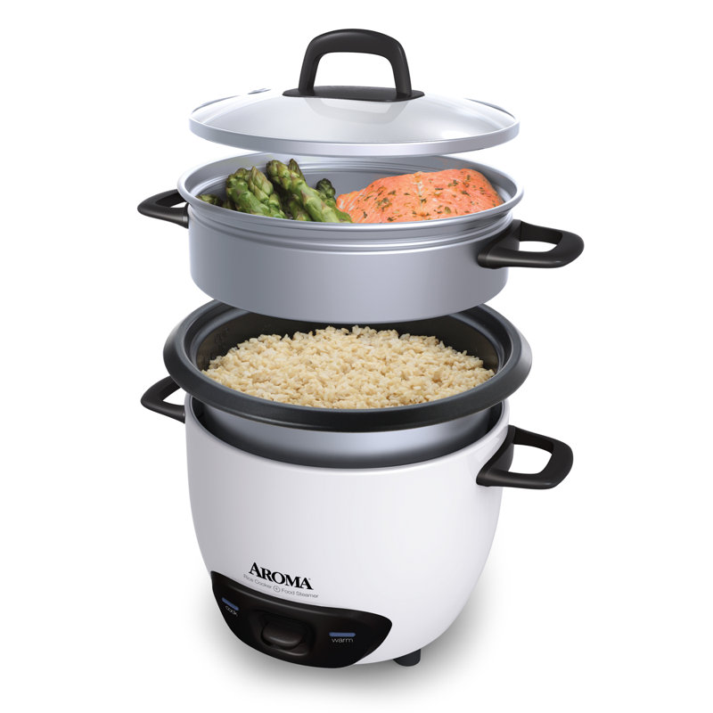 Ensemble cuiseur à riz et cuiseur à vapeur Aroma Pot, Blanc, 3,5 Quarts