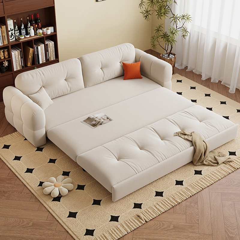 Canapé réglable en velours de couleur crème résistant aux rayures, H 33,9 po x l 78,7 po x P 33,1 po