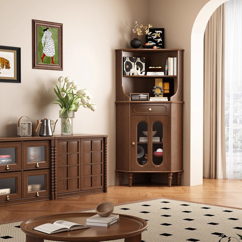 Walnut Solid + Manufactured Wood Accent Cabinet
