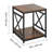 End Table, 2-Tier Square Side Table with Open Storage Shelves, Modern Nightstand Bedside Desk with X-Design Metal Frame, Wood Sofa Coffee Desk for Living Room, Bedroom, Office, Dorm, Brown