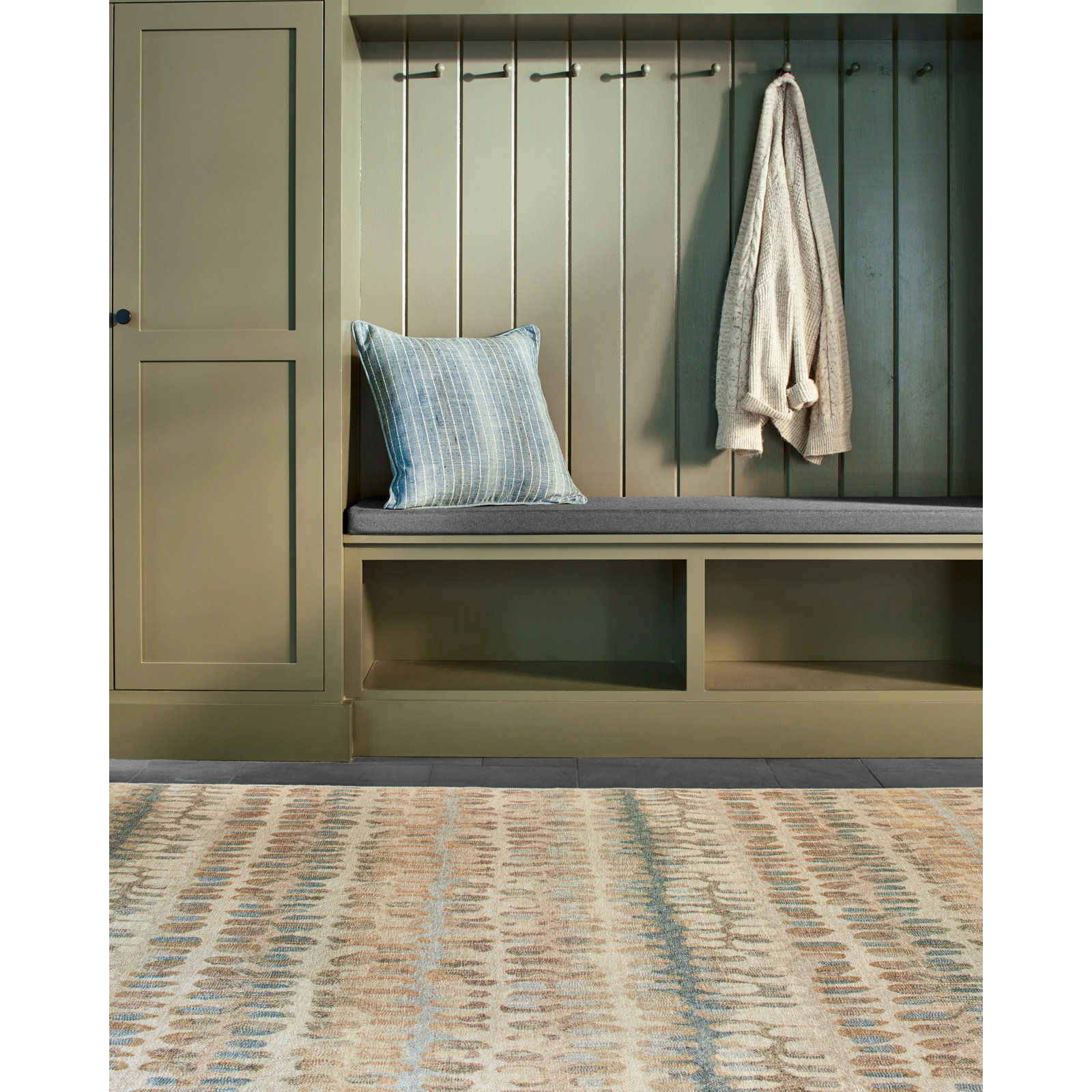 Paint Chip Natural Machine Washable Abstract Rug, Rectangle 8'6" x 11'6"