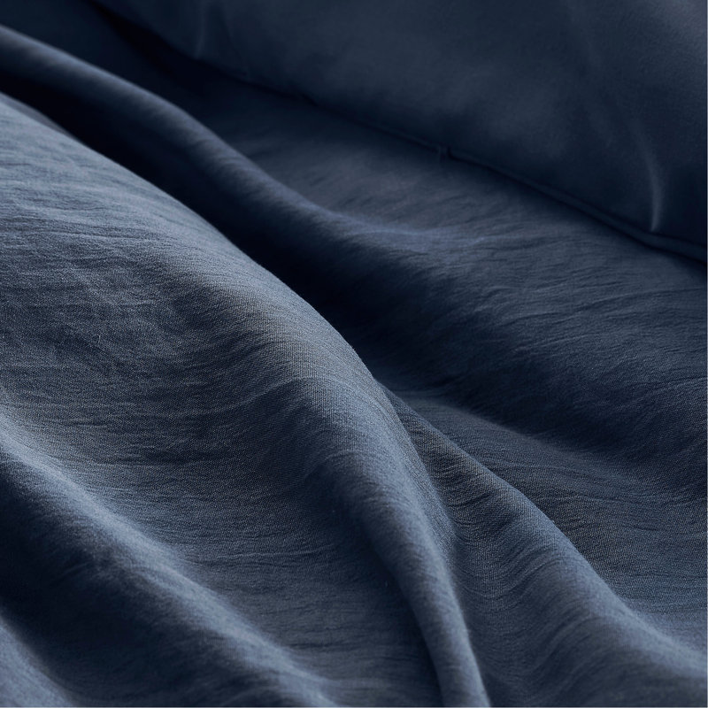 3-Piece Cal King Soft Washed Pleated Comforter Set, Navy