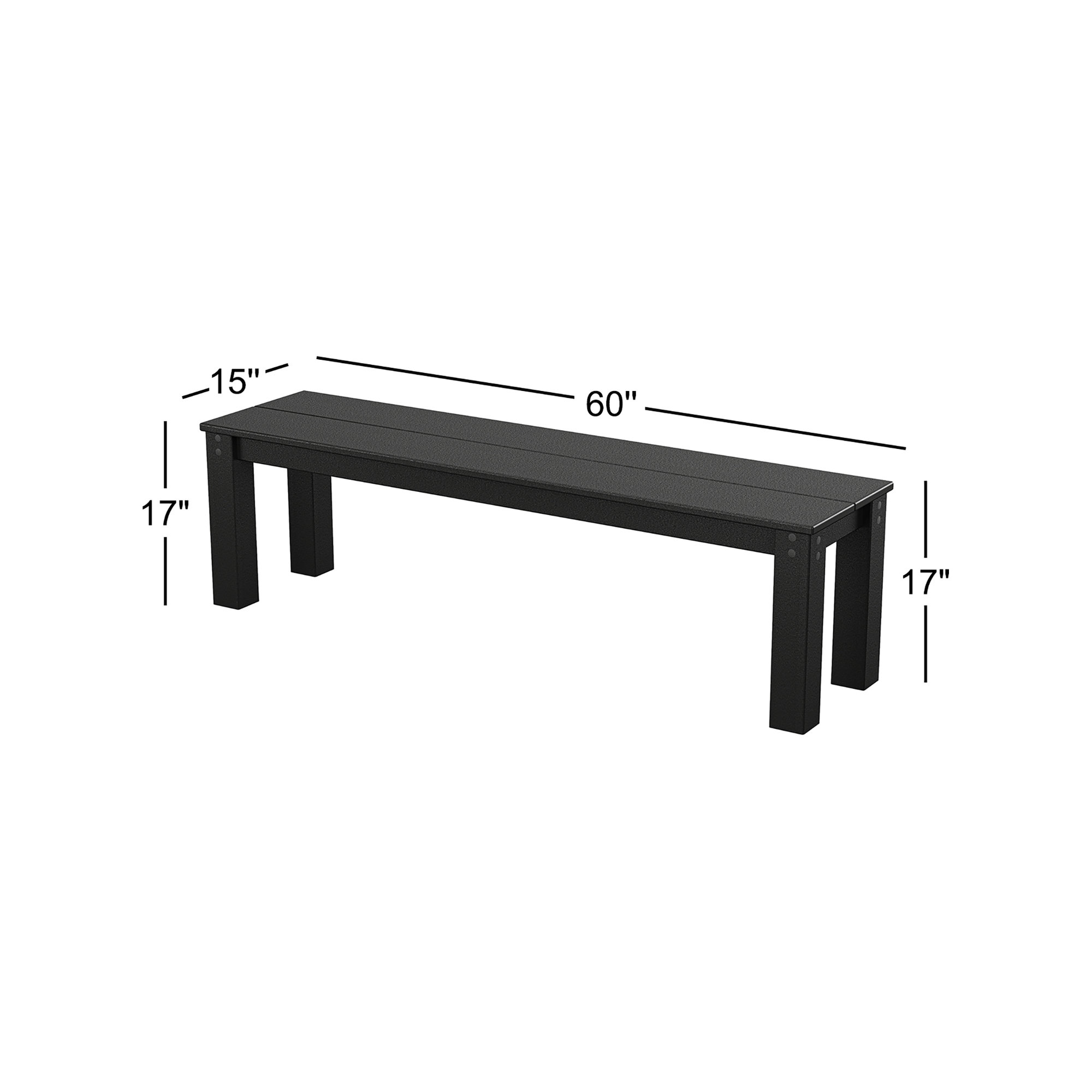 TREX Outdoors Parsons Outdoor Bench, 17" H x 60" W, Black