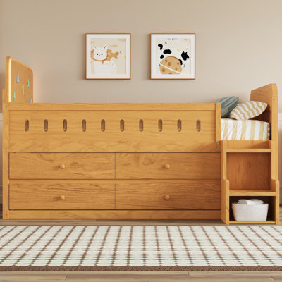 Full Size Bed with LED Light, Storage Drawers & Ladder for Kids’ Room by Latitude Run