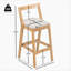 Tabouret de bar d'intérieur en bois d'hévéa, finition naturelle et revêtement beige, ensemble de 2-691878202