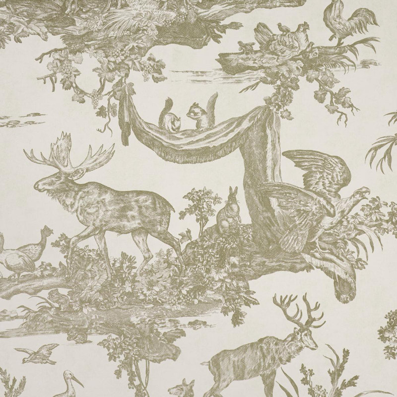 Western Toile Paper Wallpaper Roll, Stone