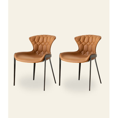 Chaise de salle à manger à dossier simple en cuir italien