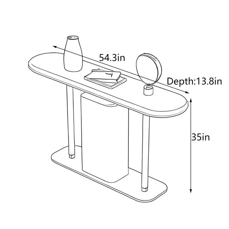 Console moderne minimaliste, H 35 po x l 54,3 po x P 13,8 po, Brun