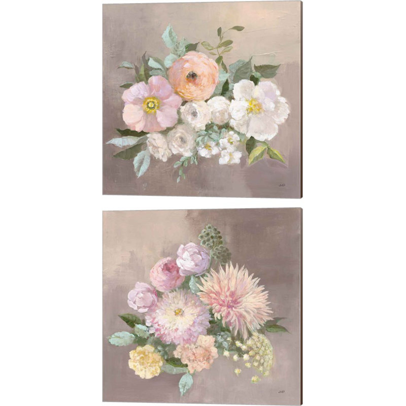 «Pale Floral Spray» par Julia Purinton, art sur toile (ensemble de 2)