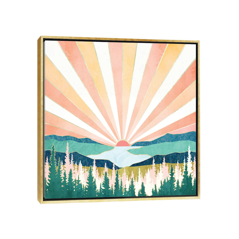 Coucher de soleil d'été - impression, Aucun mat, 26" H x 26" W x 1.5" D, Toile encadrée d'or