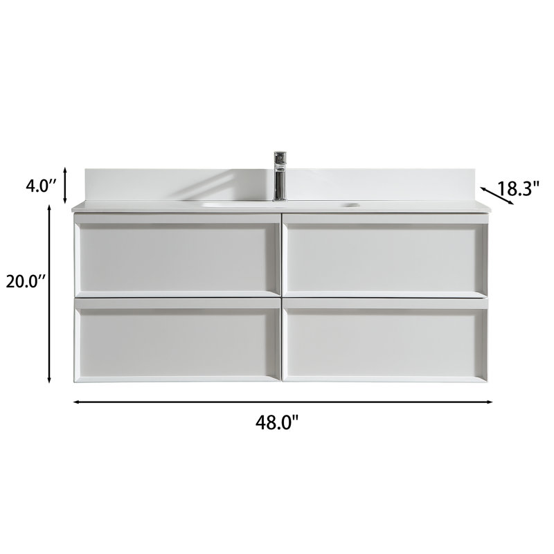 Armoire murale de salle de bain flottante de style médiéval avec évier 48 po