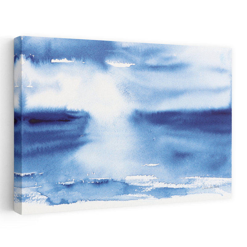Bleu océan III côtier abstrait bleu blanc nuage côtier, H 60 po x l 40 po