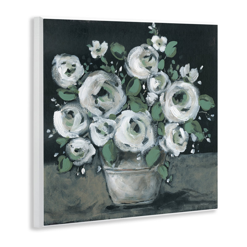 «Mute White Rose Bouquet», art mural sur bois par Carol Robinson