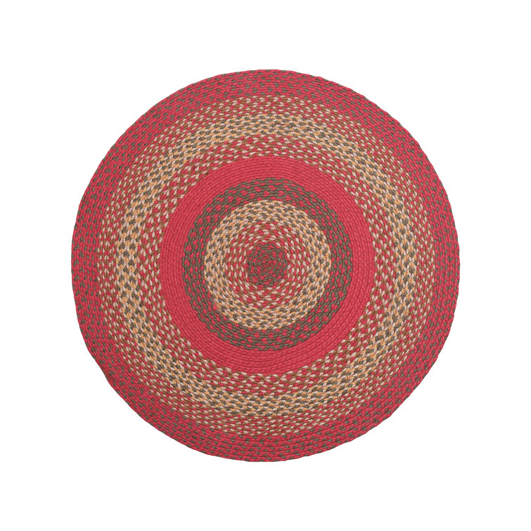 Burkleigh Farmhouse Braided Red Jute Area Rug