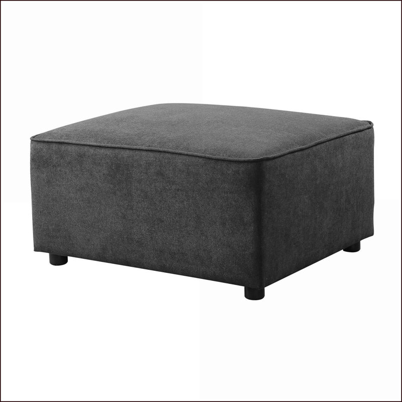 Repose-pieds contemporain gris doux rembourré avec assise serrée | Salon | Cadre en bois