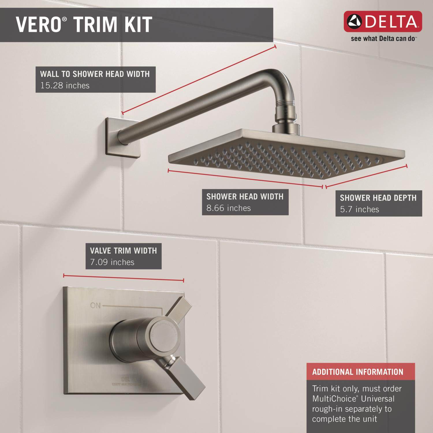 Vero Volume Control Shower Faucet Trim, Brilliance Stainless