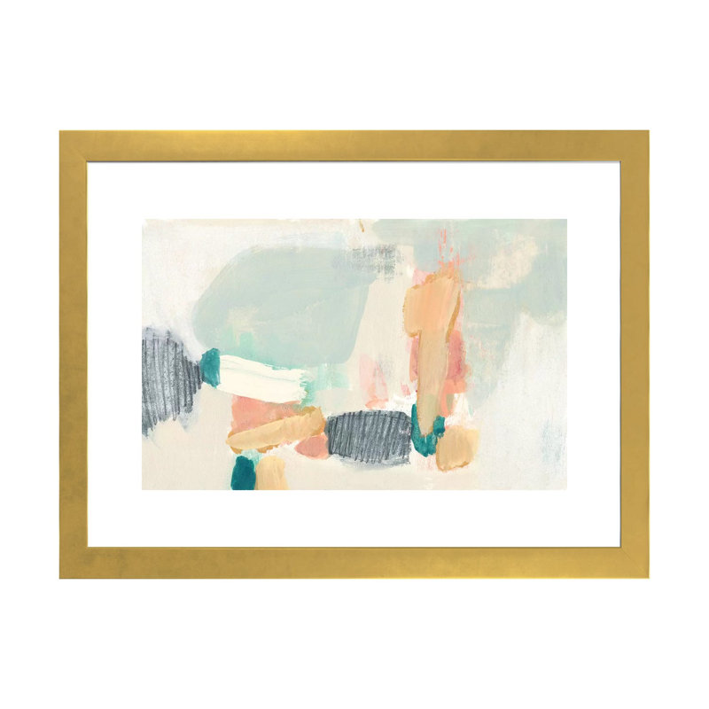 Reproduction d’art « confetti Shapes II » par Jennifer Goldberger, H 16 po x l 24 po x P 1 po, Papier encadré doré