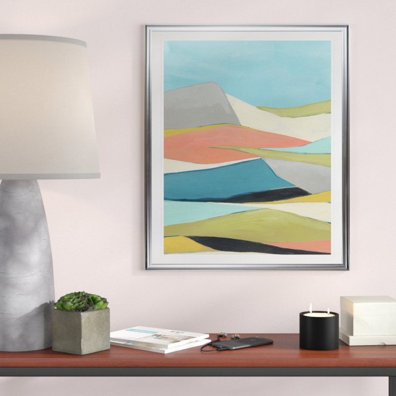 « geoscape i »-impression sur toile, H 24 po x l 20 po x P 1,5 po, Cadre argenté