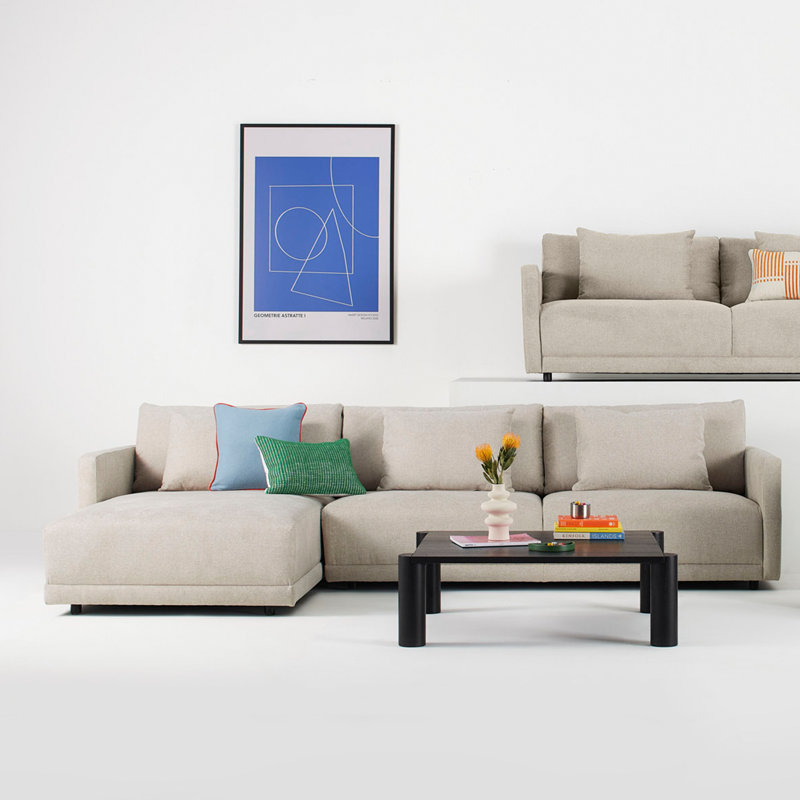 Post 36'' Black Oak Solid Wood Low-Profile Coffee Table