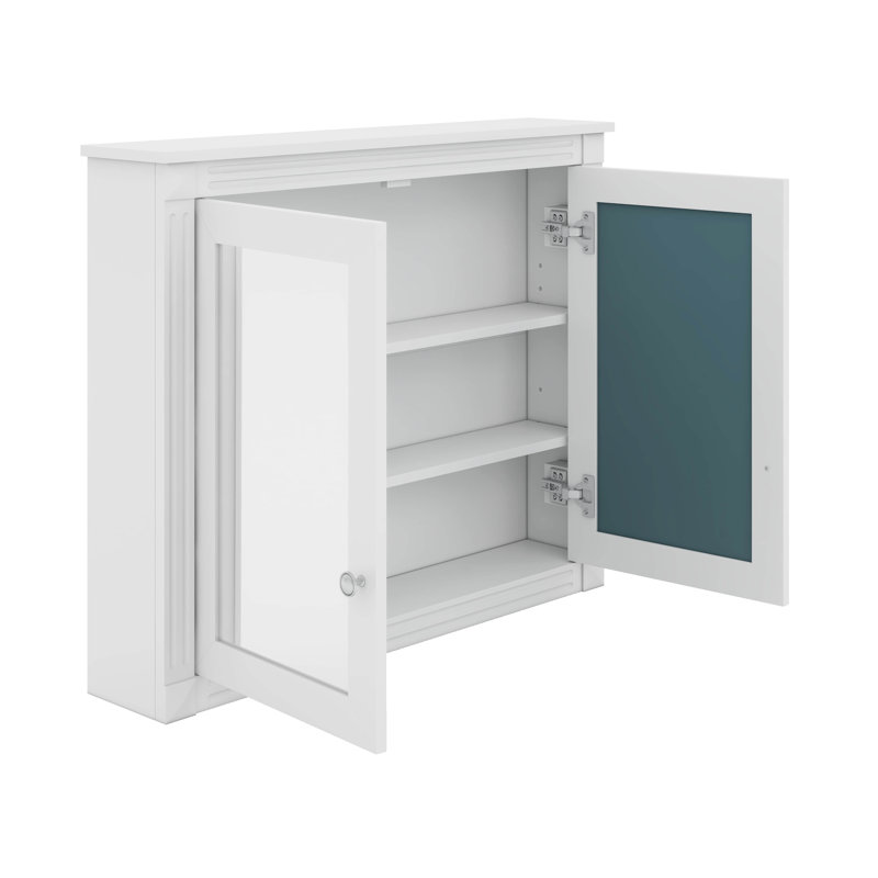 Armoire murale moderne avec 2 miroirs, Blanc