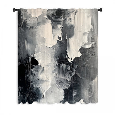 Rideaux de fenêtre à motif monochrome, occultant et voilages abstraits - 1 panneau