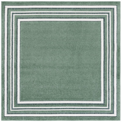 Brysin Striped Machine Woven Power Loom Polypropylene Area Rug in Ivory/Green