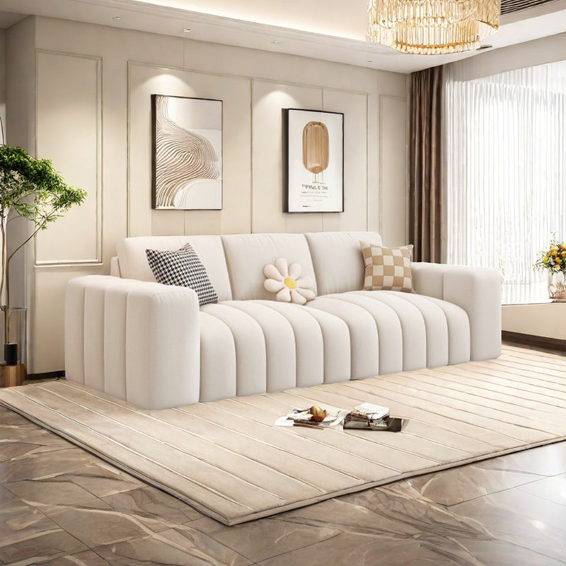 Modern piano keys simple straight sofa, 26.37" H x 98.42" W x 35.43" D