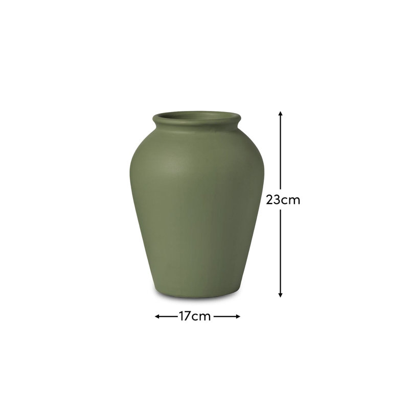 23cm Terracotta Vase, Olive
