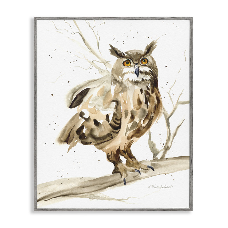 Chouette perchée dans un arbre, art mural Stupell Industries par Kelley Talent, H 14 po x l 11 po x P 1,5 po