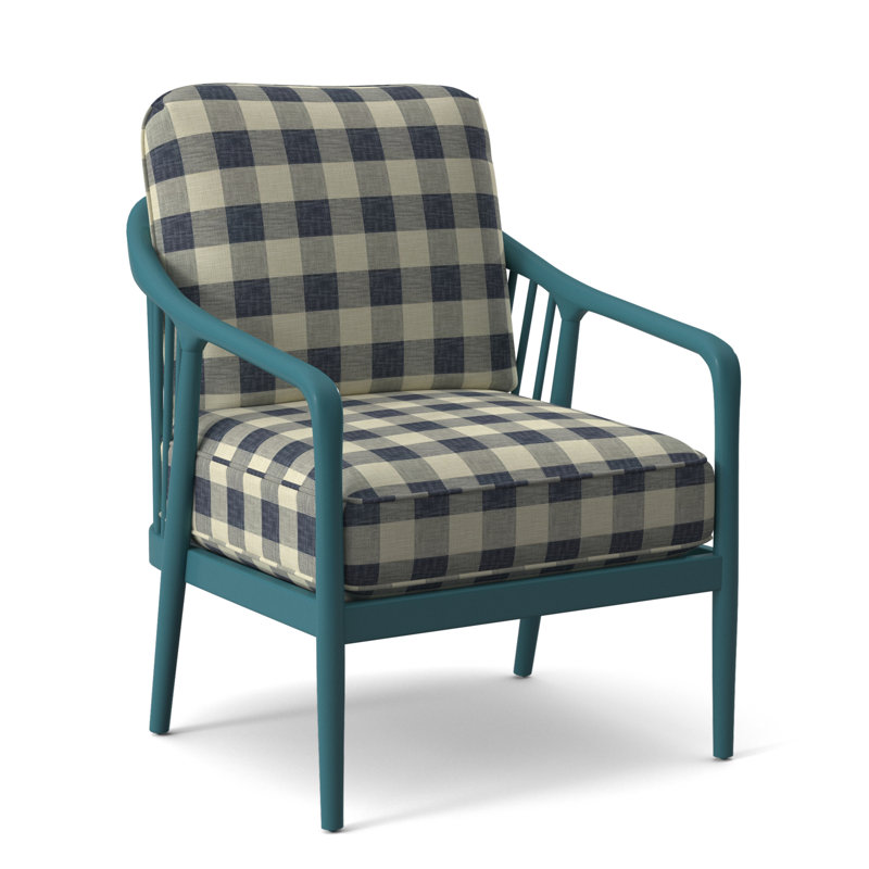 Guinevere Armchair, Sea Glass, Blue Buffalo Check; 0120-61