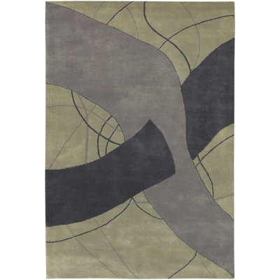 Tapis vert en laine touffeté à la main Cheyenn