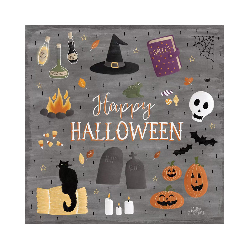 Haunted Halloween II by Laura Marshall - Gallery-Wrapped Canvas Giclée on Canvas, Wrapped Canvas, 30.48 cm H x 30.48 cm W