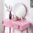 Maly Contemporary Wood Vanity And Stool Set, Pink-536743786