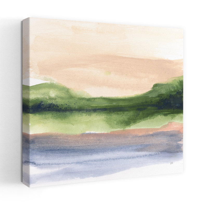 Vue contemporaine de l'étang III avec art abstrait bleu, H 24 po x l 24 po