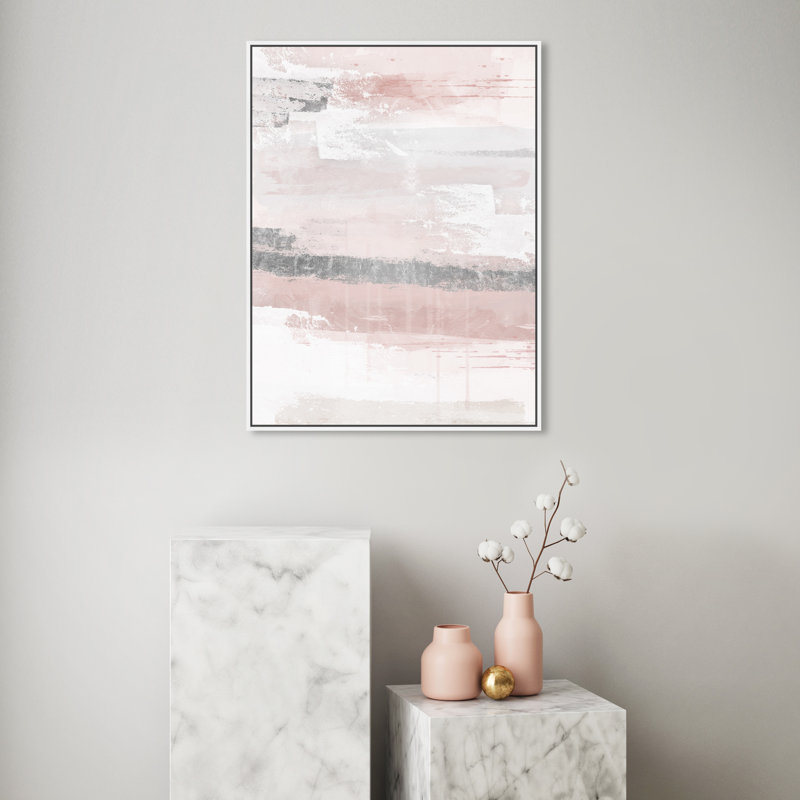 Éléments sophistiqués rosés - peinture, H 30 po x l 24 po, Toile blanche encadrée
