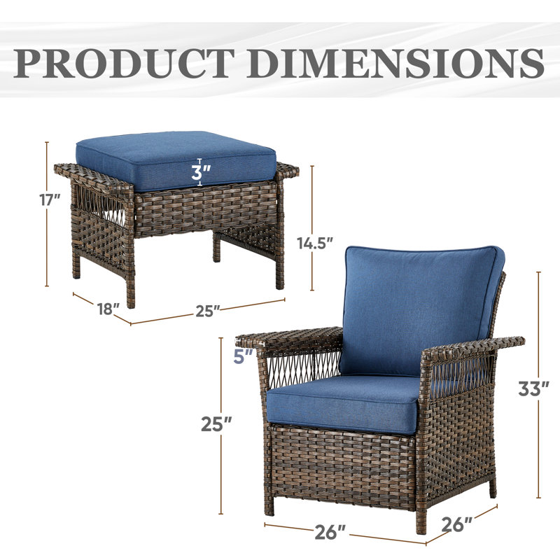 Tapash 4 - Person Patio Conversation Set with Cushions, Blue