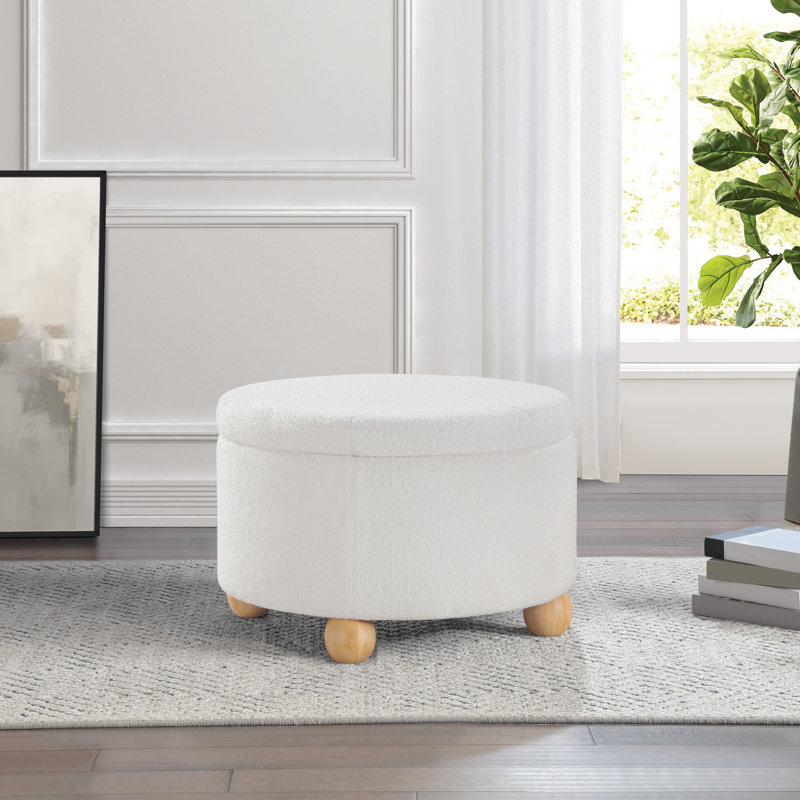 Baynes Storage Ottoman, Ivory
