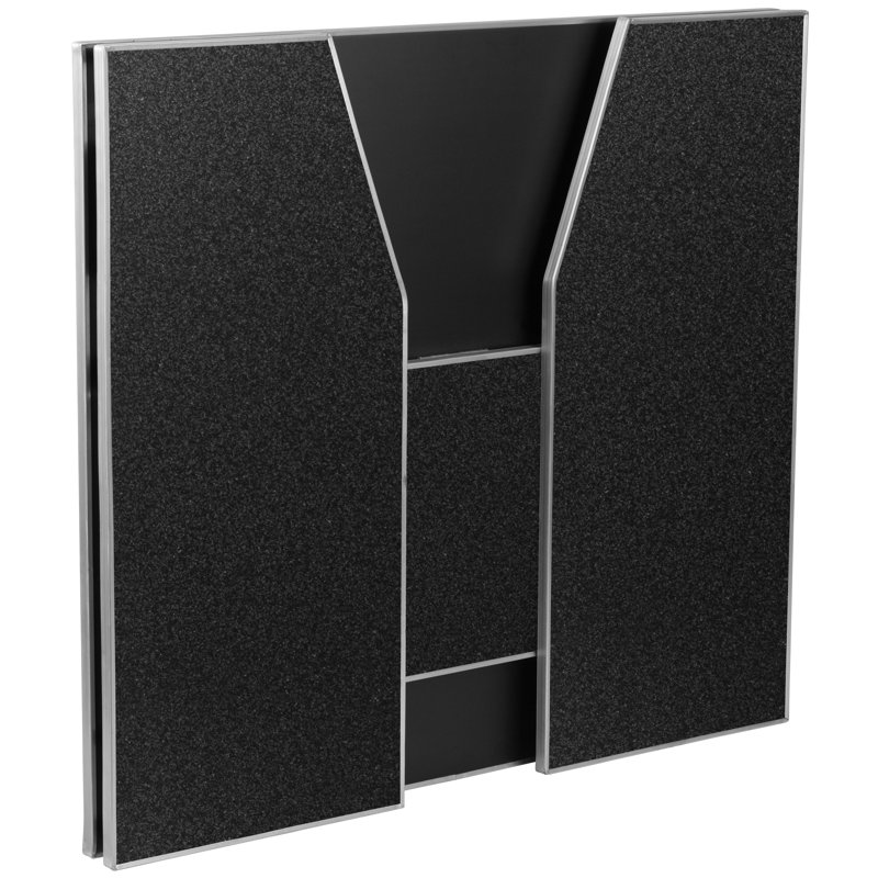 Barre d'événement portable pliable 4 'avec tablettes supérieures et centrales Bukowski, Marbre noir